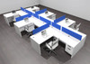 Six Person Modern Acrylic Divider Office Workstation Desk Set, #OF-CPN-SPB61