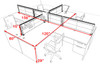 Four Person L Shape Modern Aluminum Organizer Divider Office Workstation Desk Set, #OT-SUL-FPS42