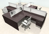 Four Person L Shape Modern Aluminum Organizer Divider Office Workstation Desk Set, #OT-SUL-FPS43