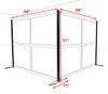 One L Shaped Loft Modern Office Home Aluminum Frame Partition / Divider / Sneeze Guard, #UT-ALU-P30-B