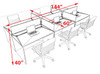 Six Person Modern Acrylic Divider Office Workstation Desk Set, #OT-SUS-FP13