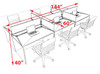 Six Person Modern Acrylic Divider Office Workstation Desk Set, #OT-SUS-FP14