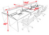 Six Person Modern Acrylic Divider Office Workstation Desk Set, #OT-SUS-FP23