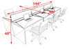 Six Person Modern Acrylic Divider Office Workstation Desk Set, #OT-SUS-FP25