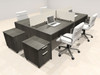 Four Person Modern Acrylic Divider Office Workstation Desk Set, #OT-SUS-FP35