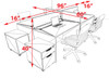 Four Person Modern Acrylic Divider Office Workstation Desk Set, #OT-SUS-FP35