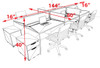 Six Person Modern Acrylic Divider Office Workstation Desk Set, #OT-SUS-FP36