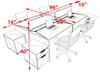 Four Person Modern Acrylic Divider Office Workstation Desk Set, #OT-SUS-FP42