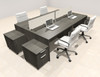 Four Person Modern Acrylic Divider Office Workstation Desk Set, #OT-SUS-FP45