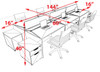 Six Person Modern Acrylic Divider Office Workstation Desk Set, #OT-SUS-FP46