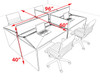 Four Person Modern Acrylic Divider Office Workstation Desk Set, #OT-SUS-FP7