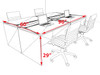 Four Person Modern No Panel Office Workstation Desk Set, #OT-SUS-FPN10