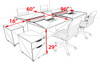 Four Person Modern No Panel Office Workstation Desk Set, #OT-SUS-FPN31