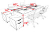 Four Person Modern No Panel Office Workstation Desk Set, #OT-SUS-FPN33