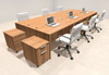 Six Person Modern No Panel Office Workstation Desk Set, #OT-SUS-FPN36