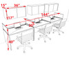 Three Person Modern Acrylic Divider Office Workstation Desk Set, #OT-SUS-SP32