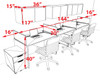 Three Person Modern Acrylic Divider Office Workstation Desk Set, #OT-SUS-SP55