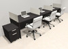 Three Person Modern Acrylic Divider Office Workstation Desk Set, #OT-SUS-SP74