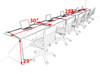 Six Person Modern No Panel Office Workstation Desk Set, #OT-SUS-SPN24