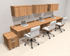 Three Person Modern No Panel Office Workstation Desk Set, #OT-SUS-SPN51