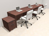 Three Person Modern No Panel Office Workstation Desk Set, #OT-SUS-SPN72