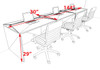 Three Person Modern No Panel Office Workstation Desk Set, #OT-SUS-SPN8
