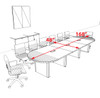 Racetrack Cable Management 14' Feet Conference Table, #OF-CON-CRP22