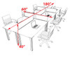 6 Person Modern  Metal Leg Office Workstation Desk Set, #OT-SUL-FPM34