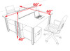 2 Person Modern  Metal Leg Office Workstation Desk Set, #OT-SUL-FPM50