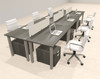 6 Person Modern  Metal Leg Office Workstation Desk Set, #OT-SUL-FPM60