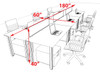 6 Person Modern  Metal Leg Office Workstation Desk Set, #OT-SUL-FPM60