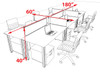 6 Person Modern  Metal Leg Office Workstation Desk Set, #OT-SUL-FPM77