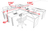 4 Person Modern  Metal Leg Office Workstation Desk Set, #OT-SUL-FPM96