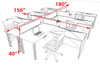 6 Person Modern  Metal Leg Office Workstation Desk Set, #OT-SUL-FPM101