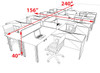 8 Person Modern  Metal Leg Office Workstation Desk Set, #OT-SUL-FPM107