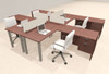 4 Person Modern  Metal Leg Office Workstation Desk Set, #OT-SUL-FPM122