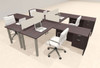 4 Person Modern  Metal Leg Office Workstation Desk Set, #OT-SUL-FPM123