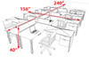 8 Person Modern  Metal Leg Office Workstation Desk Set, #OT-SUL-FPM131