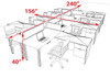 8 Person Modern  Metal Leg Office Workstation Desk Set, #OT-SUL-FPM132