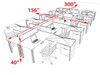 10 Person Modern  Metal Leg Office Workstation Desk Set, #OT-SUL-FPM137