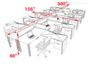 10 Person Modern  Metal Leg Office Workstation Desk Set, #OT-SUL-FPM138