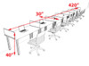 7 Person Modern  Metal Leg Office Workstation Desk Set, #OT-SUL-SPM28