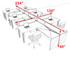 6 Person Modern  Metal Leg Office Workstation Desk Set, #OT-SUL-SPM115