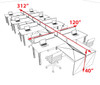 8 Person Modern  Metal Leg Office Workstation Desk Set, #OT-SUL-SPM120