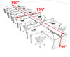 10 Person Modern  Metal Leg Office Workstation Desk Set, #OT-SUL-SPM124