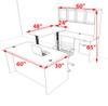5pcs U Shaped 60"w X 102"d Modern Executive Office Desk, #OT-SUS-UH80