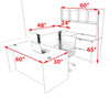 5pcs U Shaped 60"w X 102"d Modern Executive Office Desk, #OT-SUS-UH84