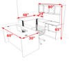 5pcs U Shaped 60"w X 102"d Modern Executive Office Desk, #OT-SUS-UH86