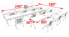 11pcs I Shape 20' Feet Nesting Training / Conference Table, #OT-SUL-T48-A