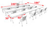 12pcs I Shape 20' Feet Nesting Training / Conference Table, #OT-SUL-T55-A